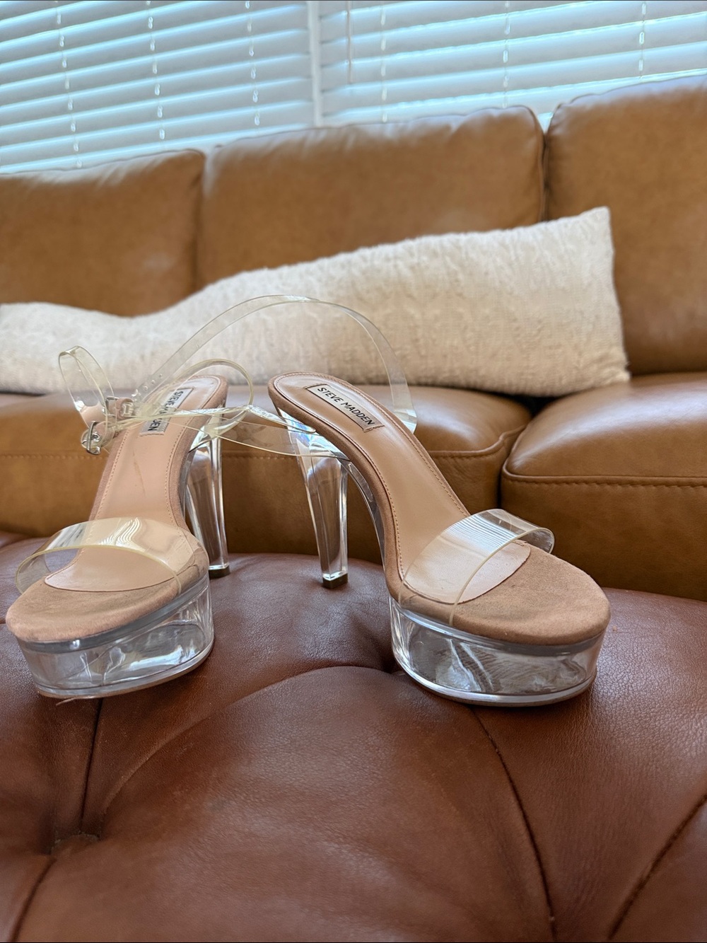 Steve Madden Clear Platform Sandals with Nude Insole